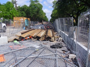 road construction staging area