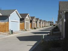 attractive alley with uniform row of garages attractive alley with uniform row of garages