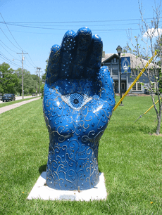 blue sculpture with jeweled look blue sculpture with jeweled look