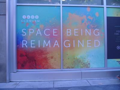 Attractive sign covering vacant storefront