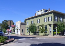attractive and typical corner building in older commercial district attractive and typical corner building in older commercial district