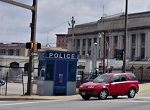 small police sub-station in a commercial district