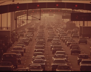 1970s photo of Whitman Bridge jammed with cars 1970s photo of Whitman Bridge jammed with cars