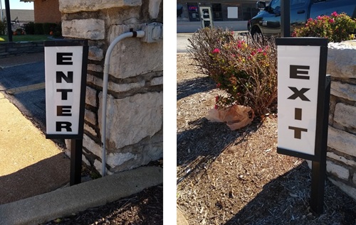 enter and exit signs for two driveways enter and exit signs for two driveways