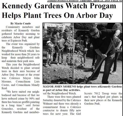News article about Calexico tree planting project