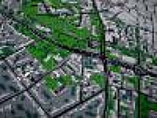 aerial photo with some colored marker drawing on it