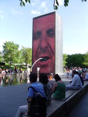 fountain with water spewing out of mouth of head fountain with water spewing out of mouth of head