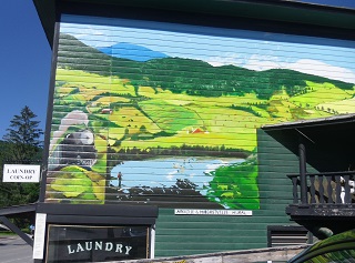 staircase interrupts mural