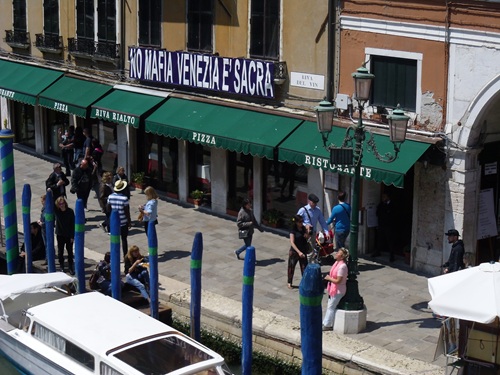 banner in Venice saying no Mafia banner in Venice saying no Mafia
