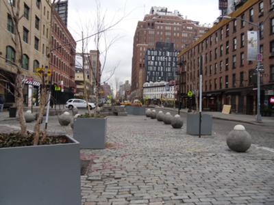 street closed with spherical bollards
