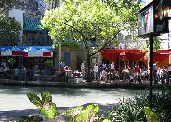 Rivers, Creeks, Lakes, and Oceans All Offer Opportunities for Outdoor Dining and Recreation sidewalk cafes on Riverwalk San Antonio